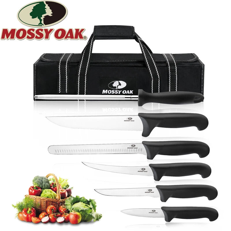Mossy Oak Kitchen Knife Set Chef Knife Set W/roll Bag Stainless Steel