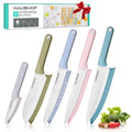 HAUSHOF Kitchen Knife Set 5PC Colorful Kitchen Knives w/Sheaths Non-Stick Coated