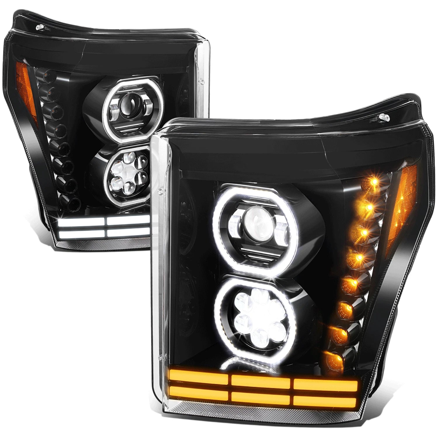 Fit 11-16 Ford F-250 Super Duty Black Housing Amber | Built Supply Co