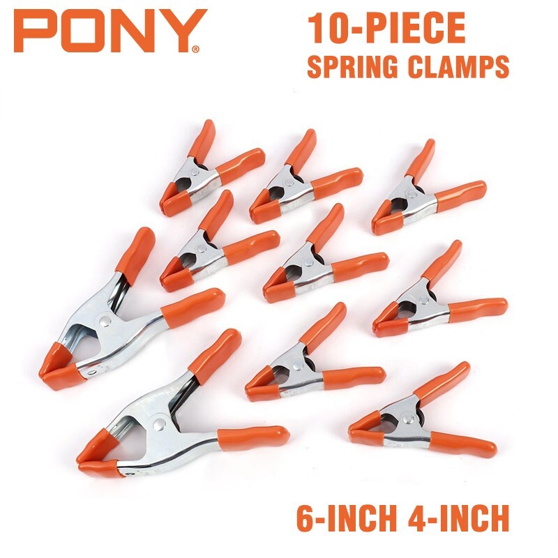 PONY 10-piece 6-inch 4-inch Heavy Duty Metal Spring Clamps Set 2" 1"
