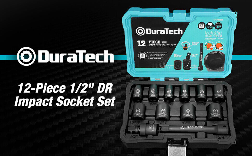 DURATECH 1/2-Inch Drive Impact Socket Set 12pc SAE by DURATECH