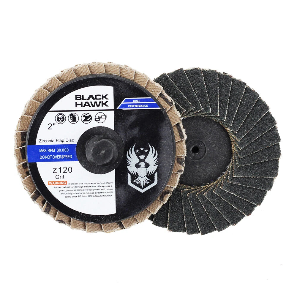 10 Pack - 2" Mini Flap Discs 120 Grit Quick Change Sanding Roloc Style Type R