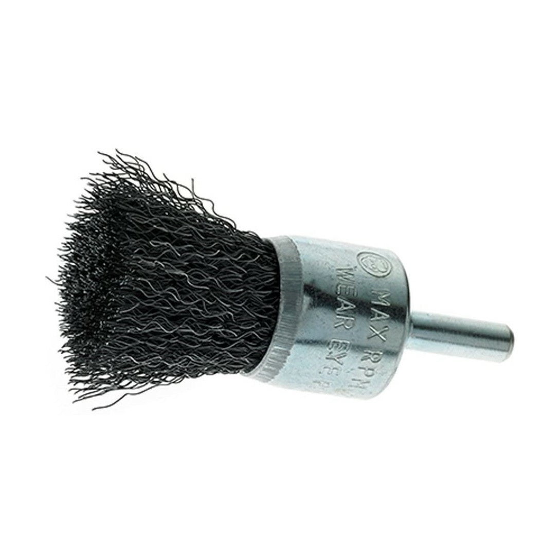 1" Crimped Wire End Brush - Carbon Steel with 1/4" Shank by Unbranded
