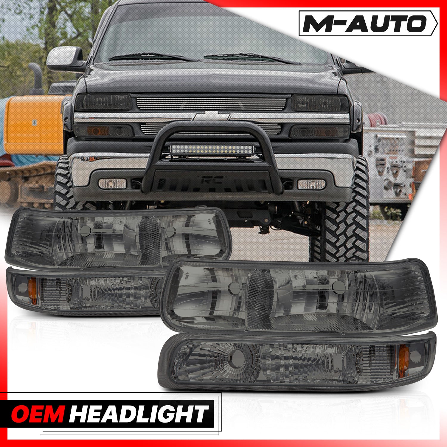 Smoke Headlight Set for 1999-2006 Silverado
