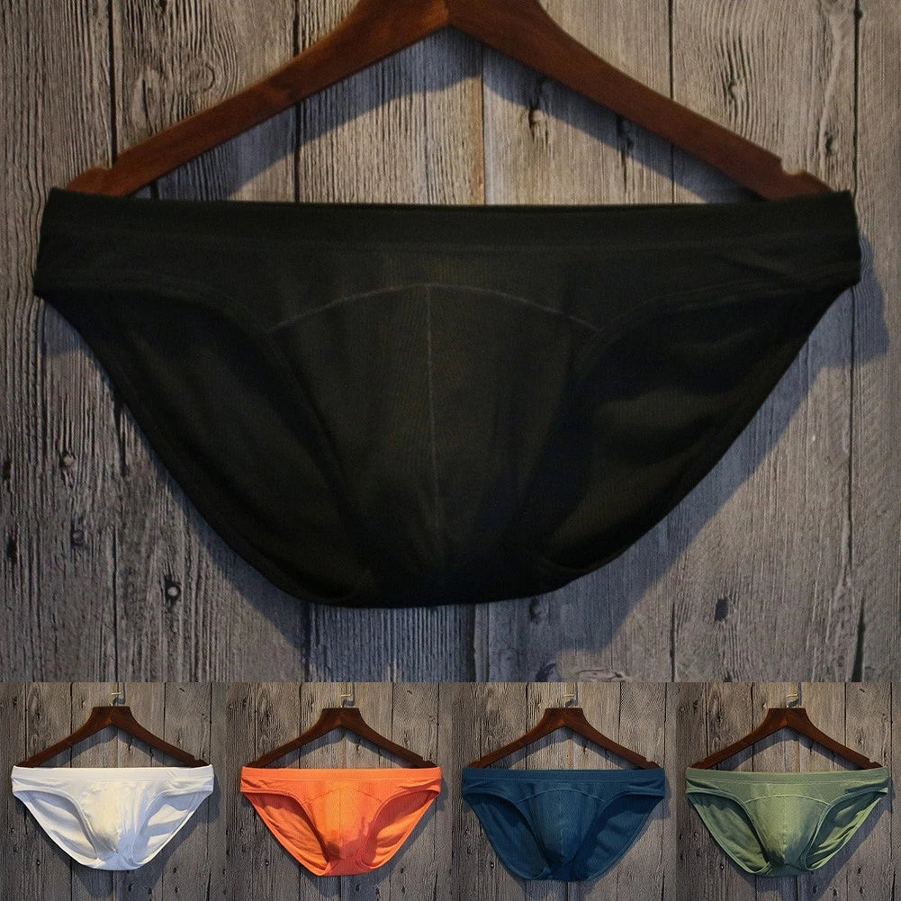 Classic Men Solid Striped Briefs Underwear Breathable With U Convex