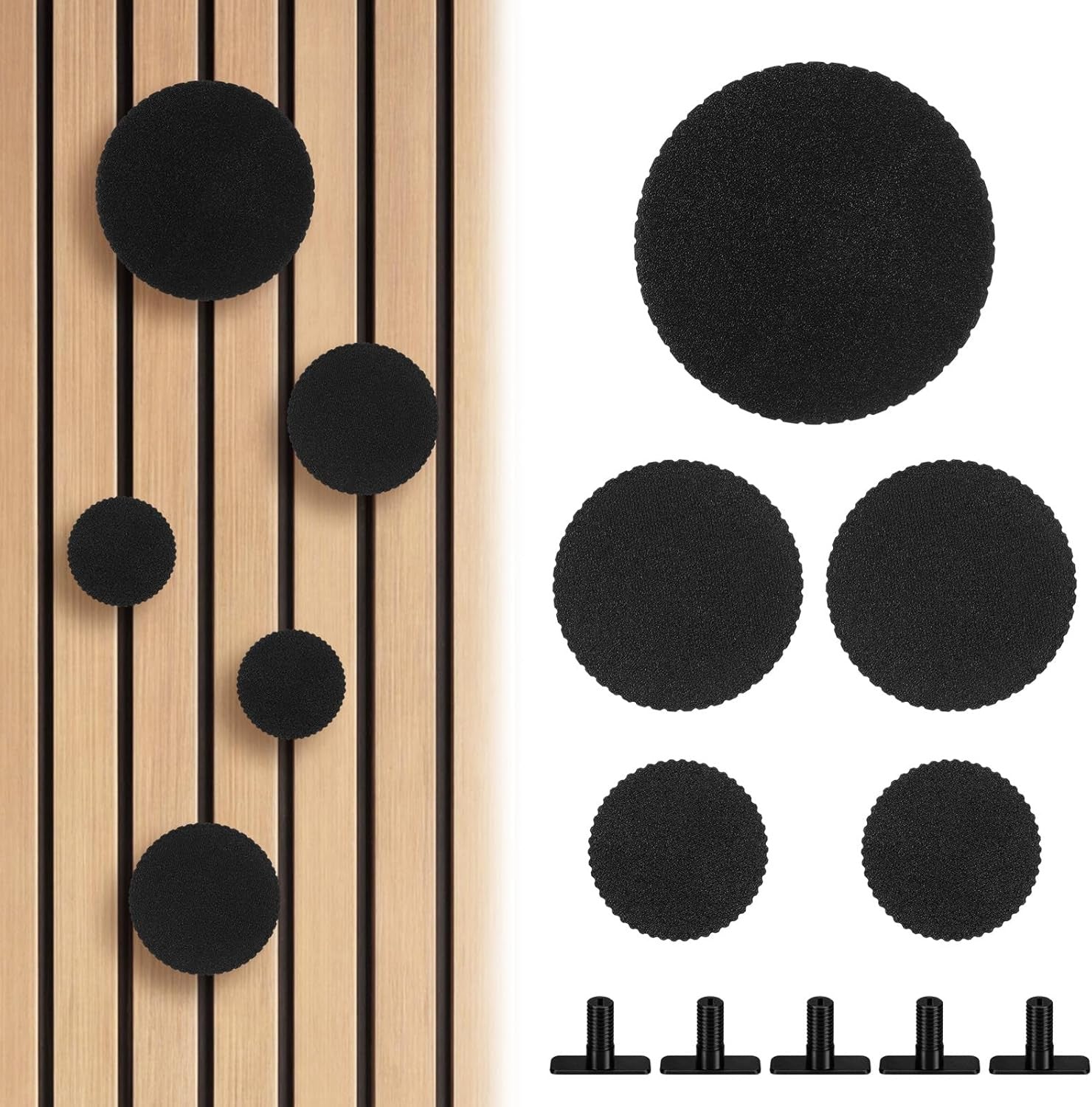 5 Pack Black Acoustic Panel Wall Hooks Holder No-Drill Groove Walls