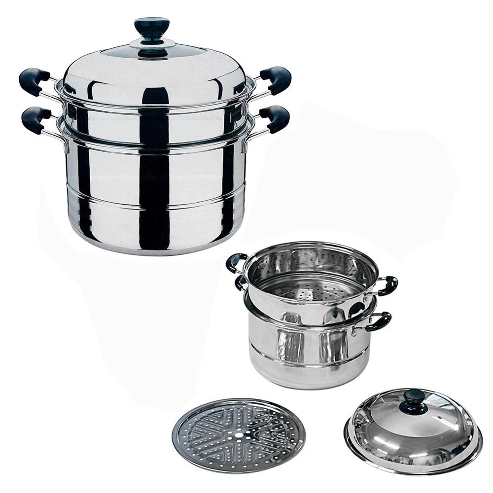 2-tier 12 Inch Stainless Steel Stackable Steamer Pot, With Lid,