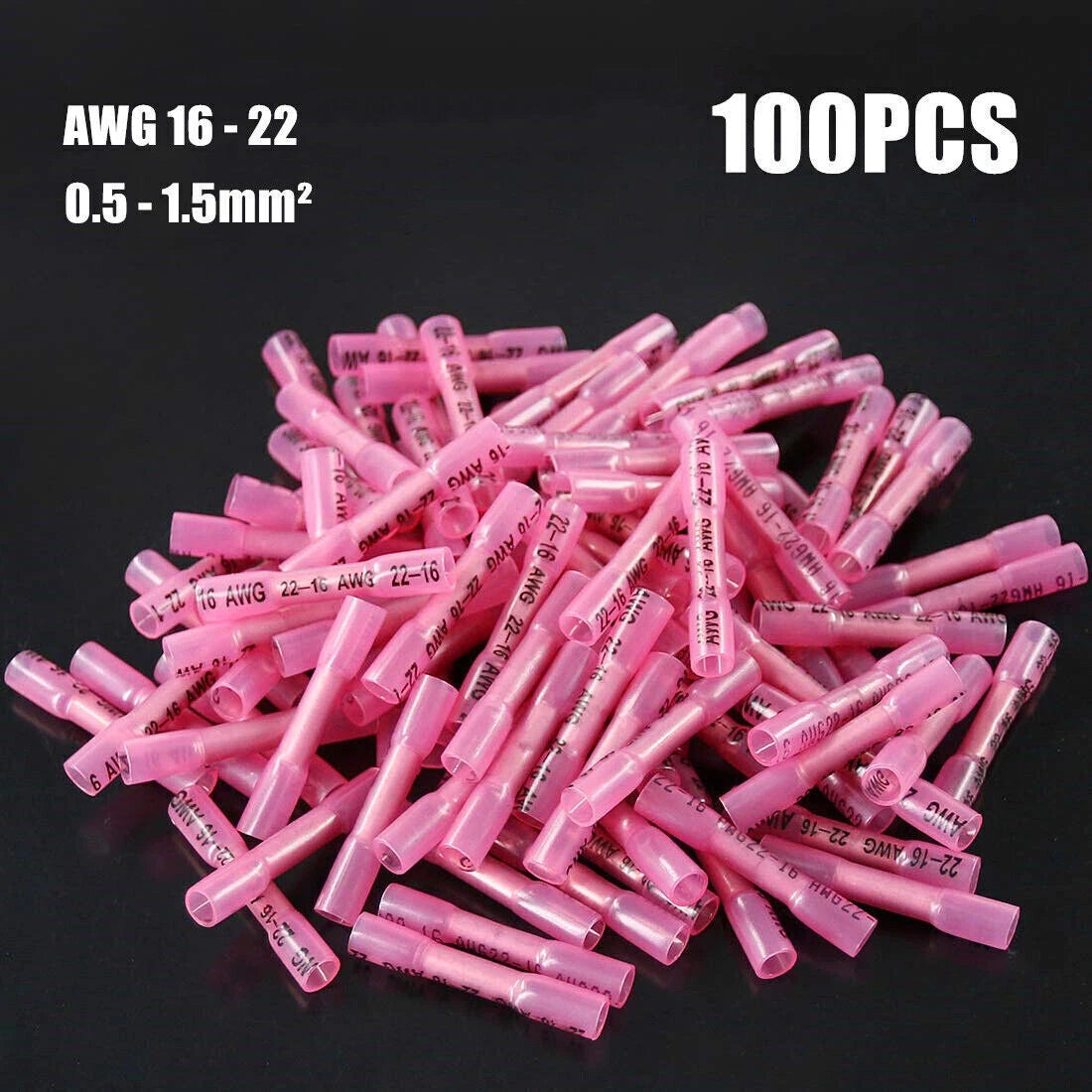 22-16awg Heat Shrink Wire Butt Connector Waterproof Splice Terminals