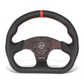 320mm Flat Dish Wheel Nrg 3-spoke Red Stripe Flat Bottom Suede