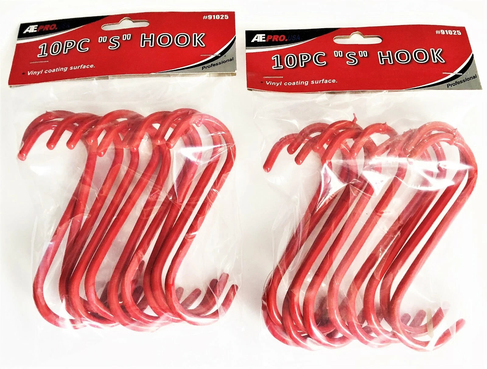 20 ATE PRO RED PVC COATED METAL 5" S HOOKS PLANT HANGERS BUNGEE CORD #91025