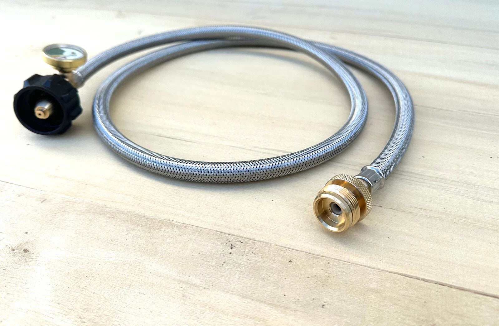 4.5ft Propane Lp Stainless Hose W/gauge Converter Adapter Qcc1 To 1
