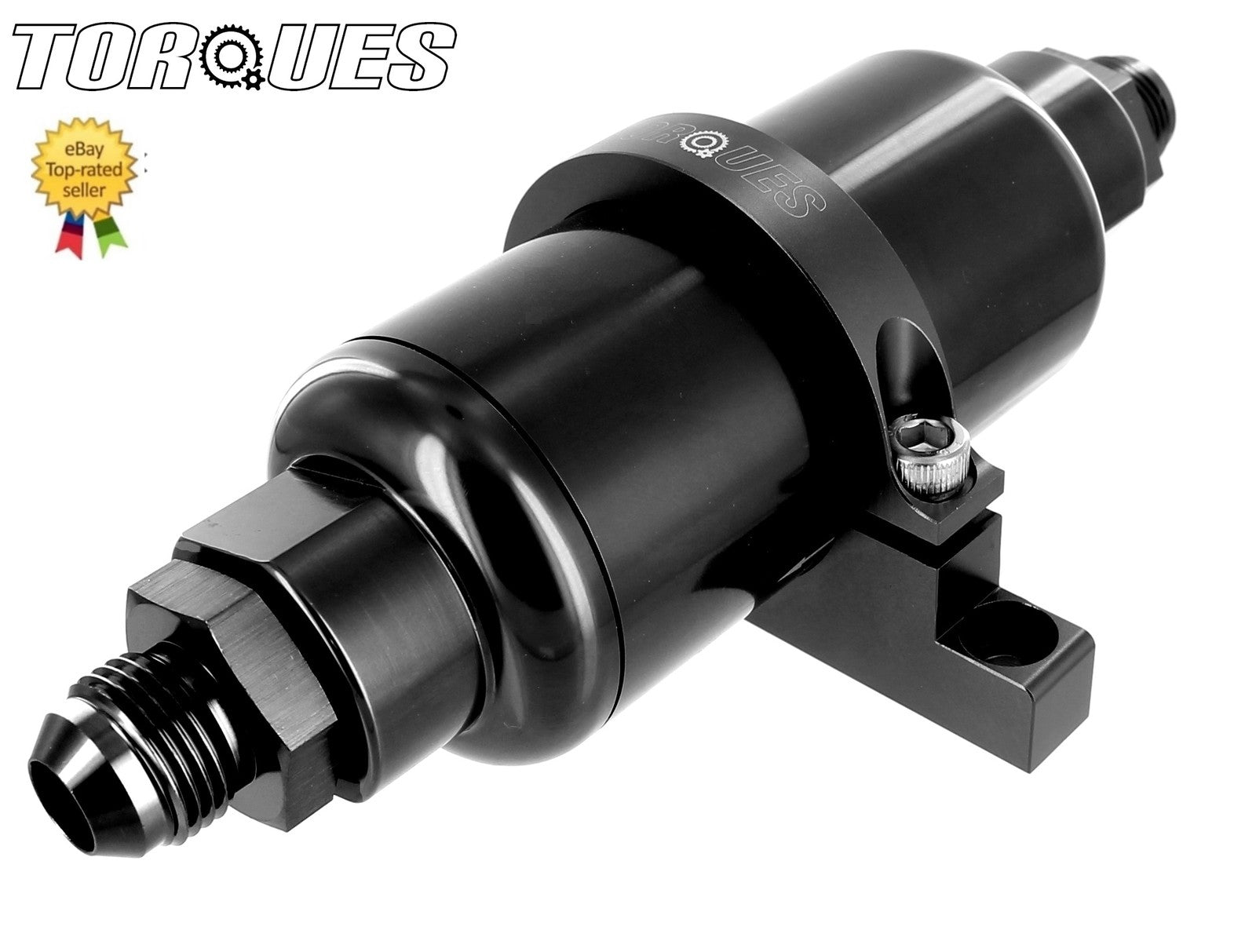 AN -8 (AN8 JIC-8) Black Billet Fuel Filter 10 Micron And Billet Cradle