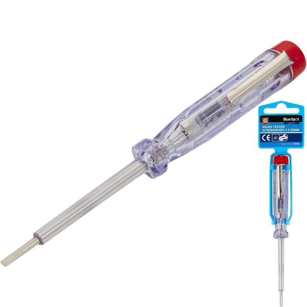 Bluespot 3mm x 55mm Electrical Mains Voltage Tester Screwdriver by Bluespot