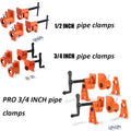 2-Pack Pipe Clamp Set 3/4 Inch/1/2 Inch 52/50 Wood Gluing Pipe Clamp Fixture USA