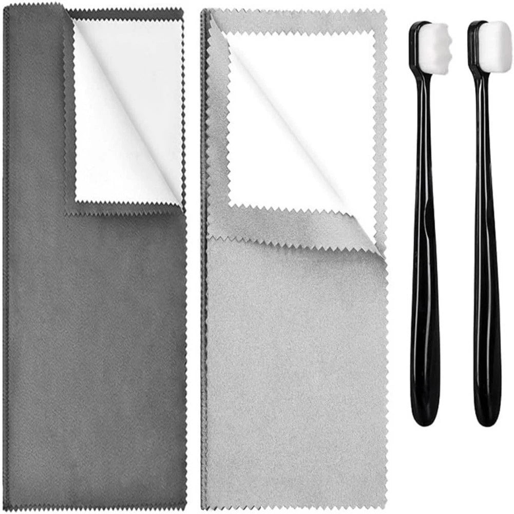 Jewelry Polishing Cloth Kit With Two Brushes For Silver And Gold
