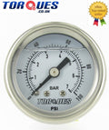 Torques Analog Fuel Pressure Gauge 1/8" Npt 0-7 Bar / 0-100 Psi Fluid