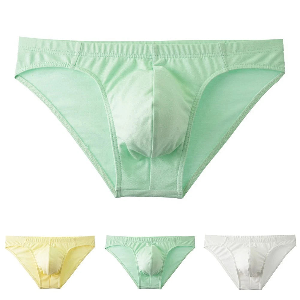 Low Rise Cotton Men Briefs Underwear Breathable Solid Color Bulge