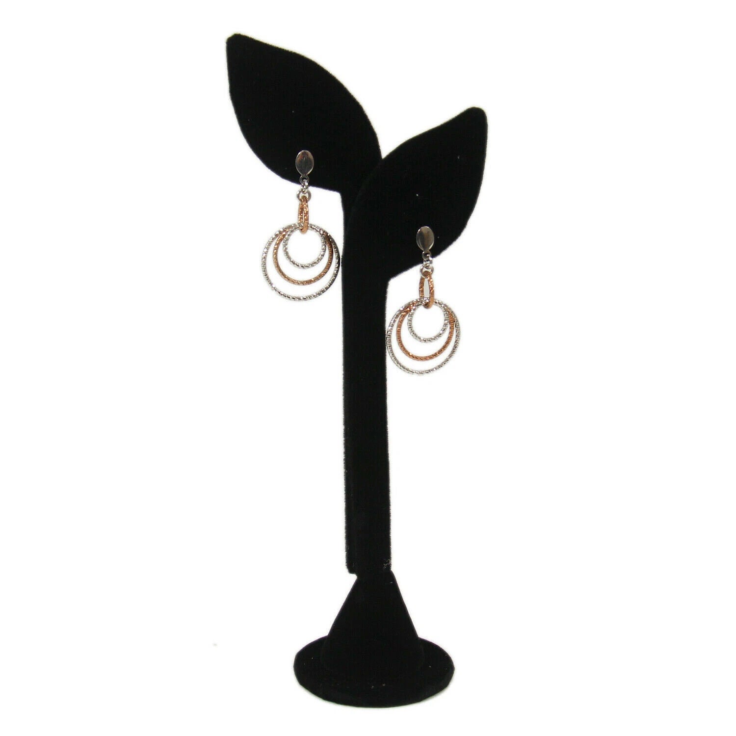 Set Black Velvet Leaf Shape Jewelry Earring Display Showcase Stand