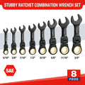 Workpro 8-piece Stubby Anti-slip Ratcheting Combination Wrench Set