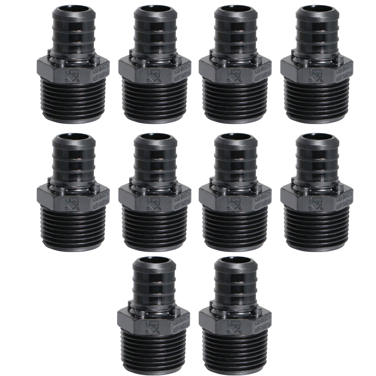 10 Pack XFITTING 3/4" PEX-B x 3/4" Male NPT Adapter, Po