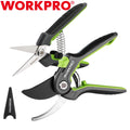 WORKPRO Pruning Shears 2PC 8" Bypass Pruning Shear 6.25" Straight Garden Scissor