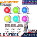 EverBrite 6PC LED Puck Tap Light Push Light w/12 RGB Color Wireless Touch Lights