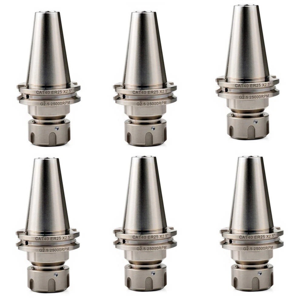 6PCS PRECISION 5/8-11 CAT40 ER25 2.5" COLLET CHUCK TOOL HOLDER CNC MILLING TOOL