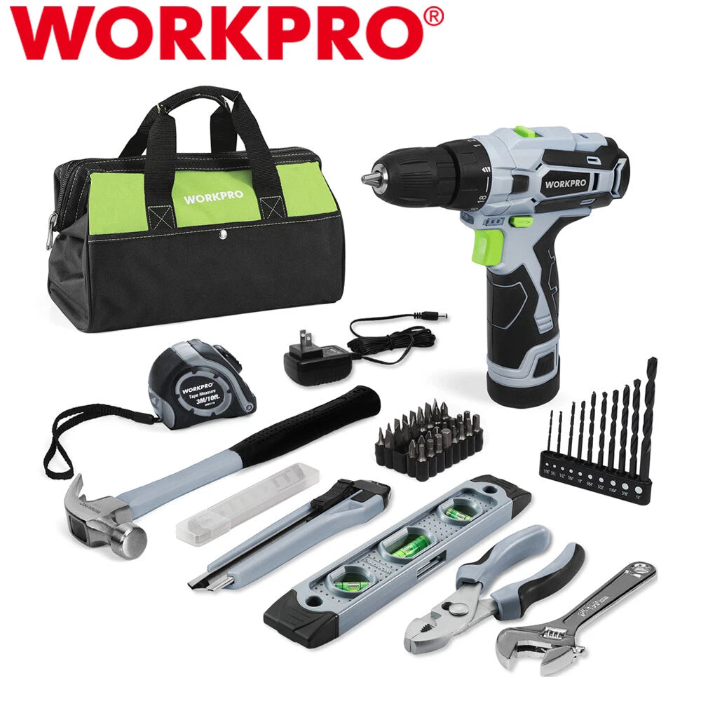 Workpro 12V Cordless Drill Driver Home Tool Kit | Built Supply Co