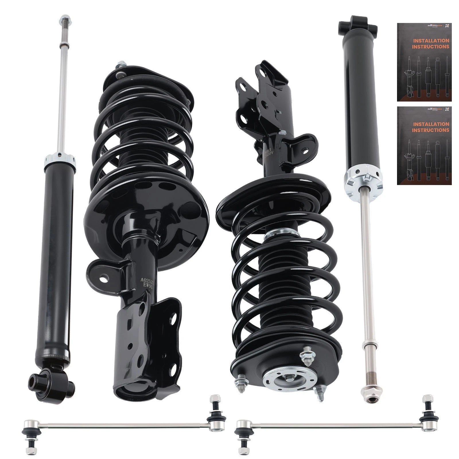 6pcs Front Struts Rear Shock Absorbers Sway Bar Links for 2010-2015 Toyota Prius