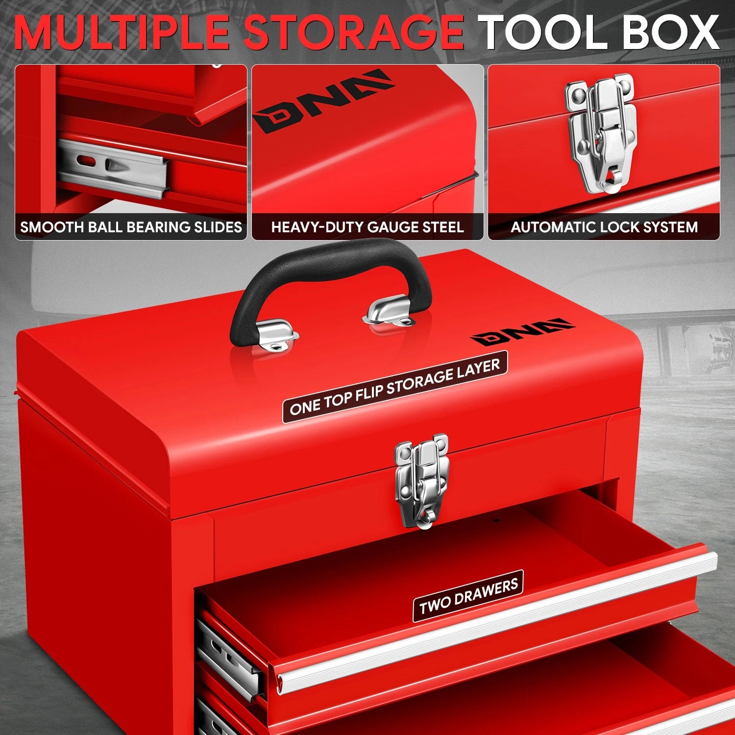 14" Tool Case Storage Workshop Box 2 Tier Steel | Built Supply Co