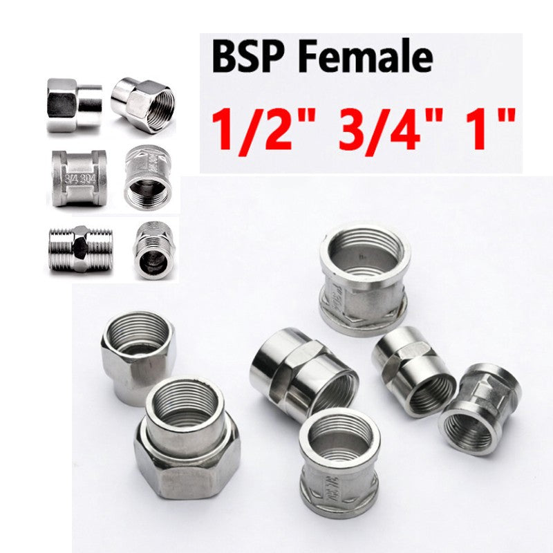 Stainless Steel Socket Coupling Connector BSP 1/2" 3/4"