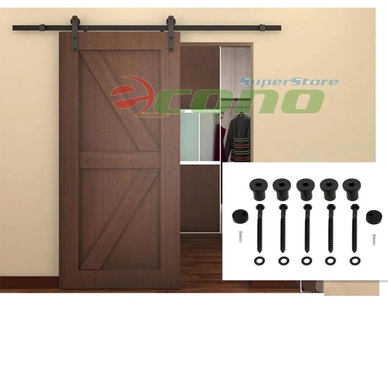 6ft Sliding Door Closet Hardware Track Set 72" Rail Modern Style