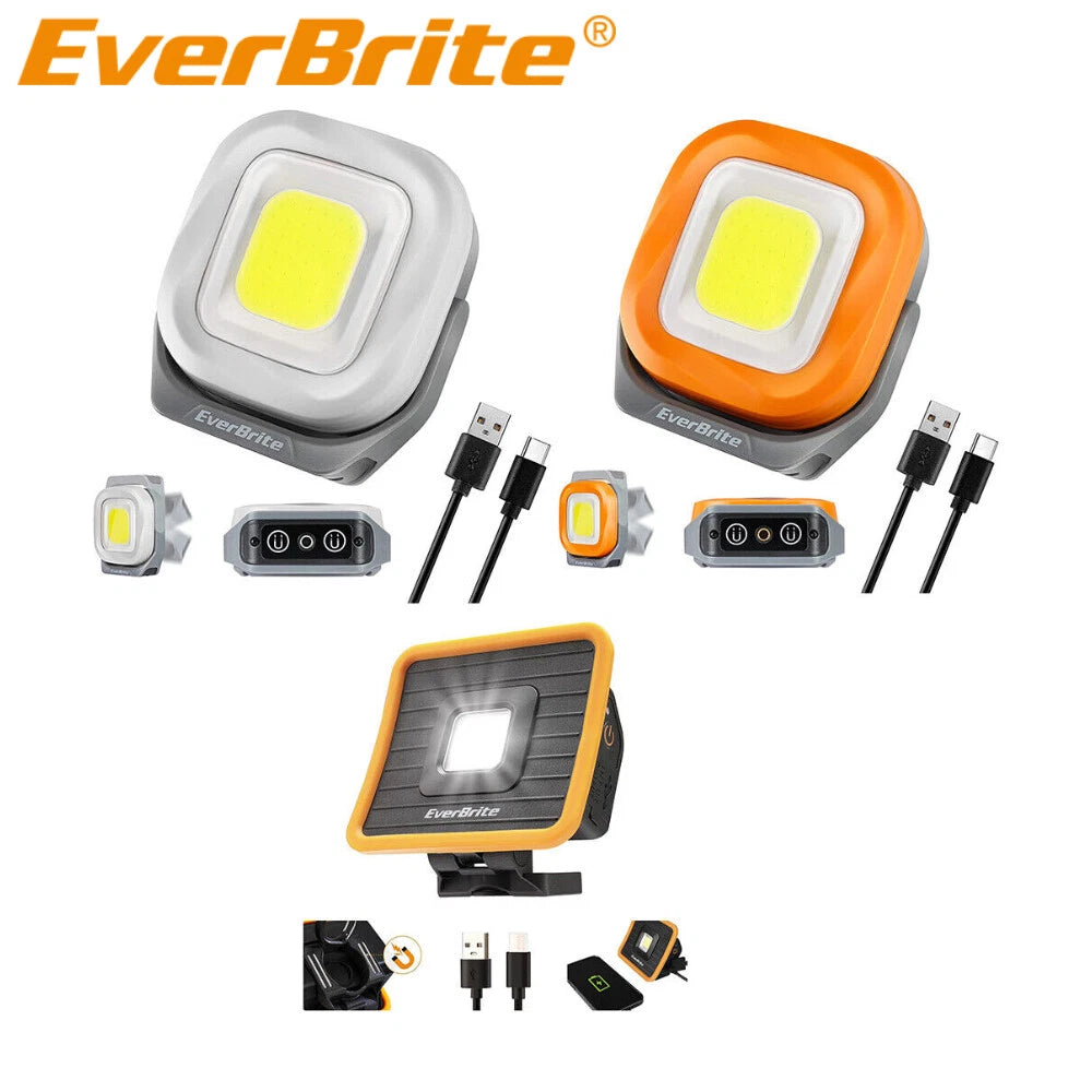 EverBrite Rechargeable 1000 Lumens Work Light Orange/White/C<wbr/>OB Work Light 3Modes