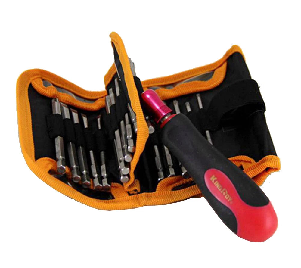 22pc Screwdriver Set: Quick Release Drive Handle+100mm Long Hex Torx Ph Pozi Bit
