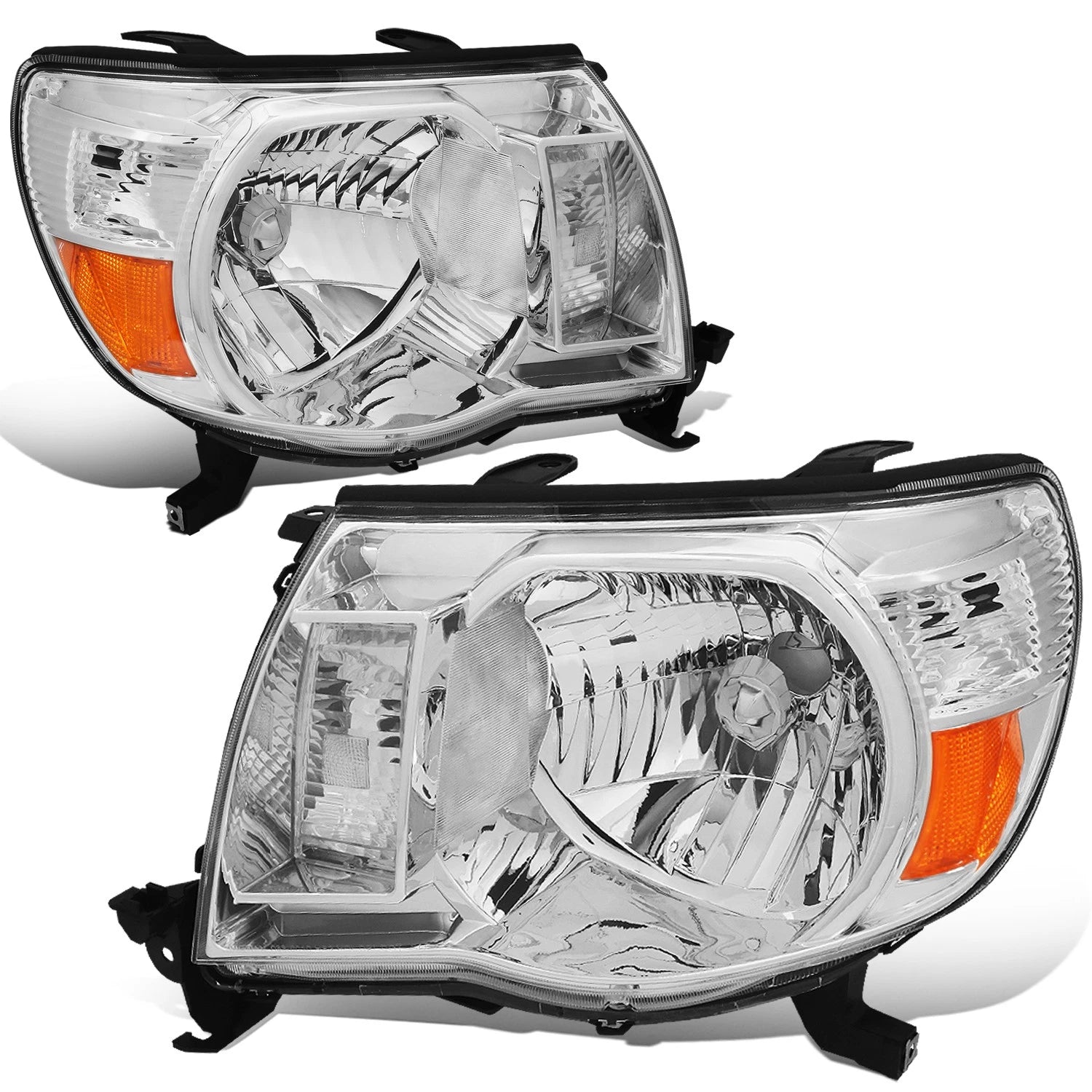 Fit 05-11 Toyota Tacoma Pair Chrome Housing Amber | Built Supply Co