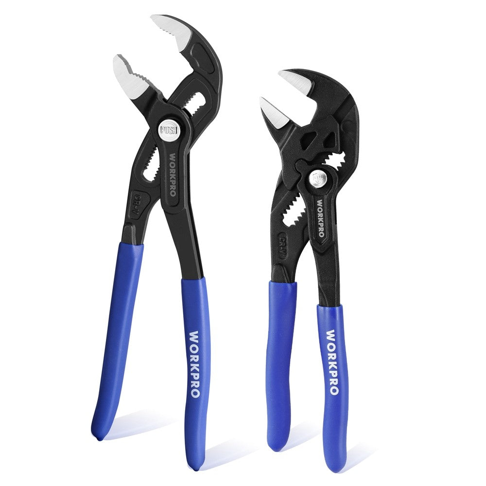 WORKPRO 2PC 7" Plier Wrench 10" Groove Joint Plier Quick Adjustment