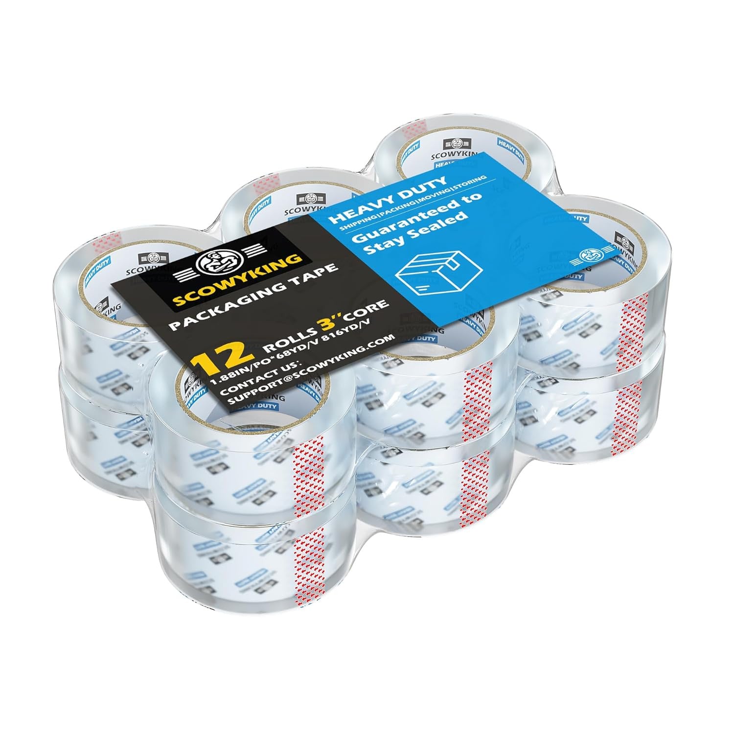 Heavy Duty Packing Tape Refills , 2.7 Mil Clear Packaging Tape, 1.88"