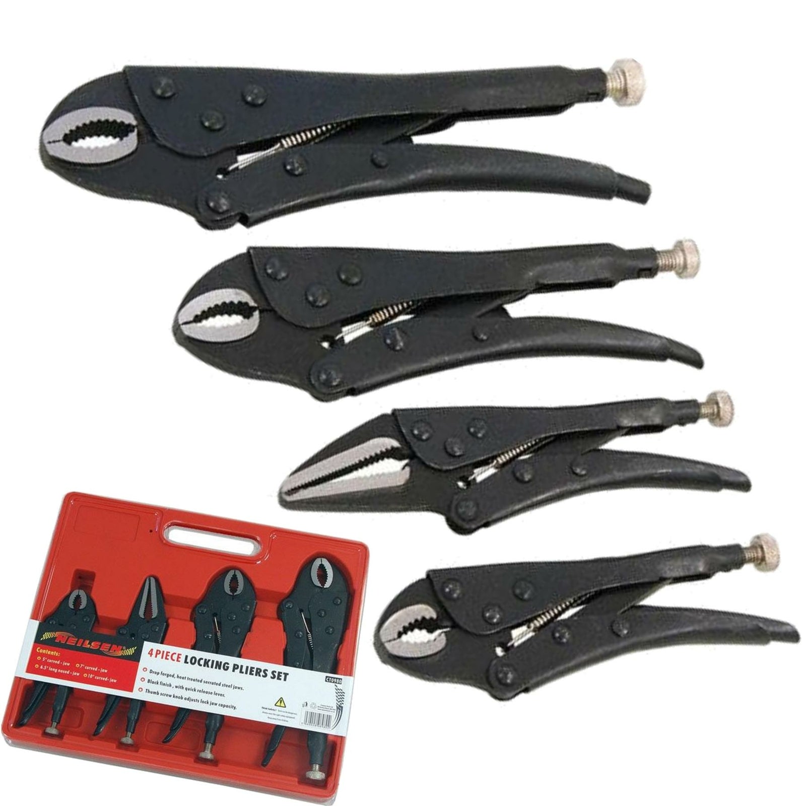 Neilsen 4pc Locking Mole Grip Plier Set