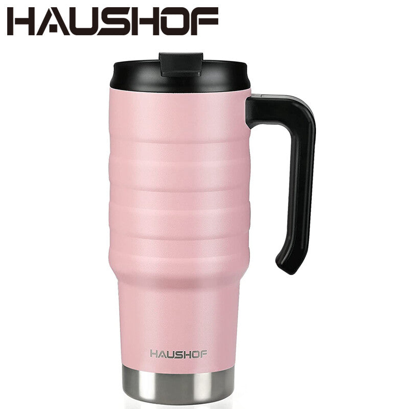 HAUSHOF 24 oz Travel Mug Steel Double Wall Vacuum Spill Proof