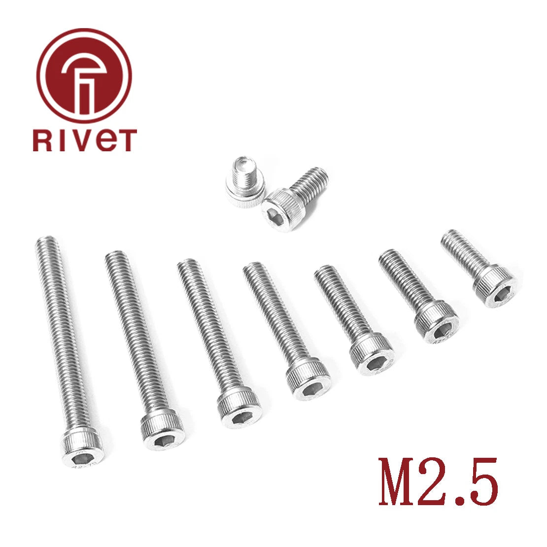 10pcs-7000pcs DIN912 M2.5 Stainless Steel 304 Hex Bolts Socket Cap Screws Head