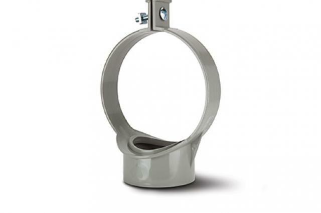 Polypipe 110mm Strap On Boss Clip Grey Open Back