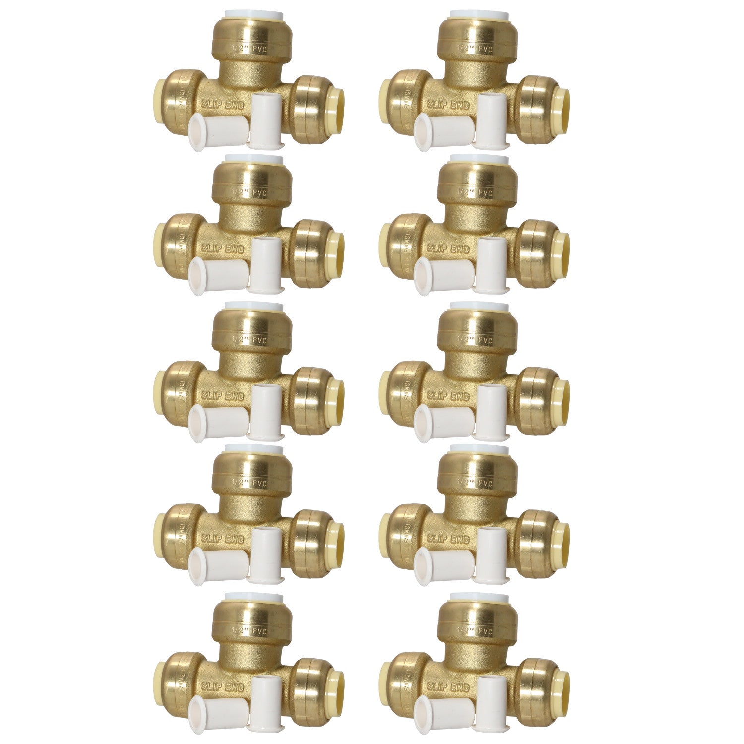 XFITTING 1/2" Push Fit PVC Transition Tee 10 Pack