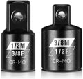 2PCS Impact Socket Adapter and Reducer Set, 3/8" to 1/2" & 1/2" to