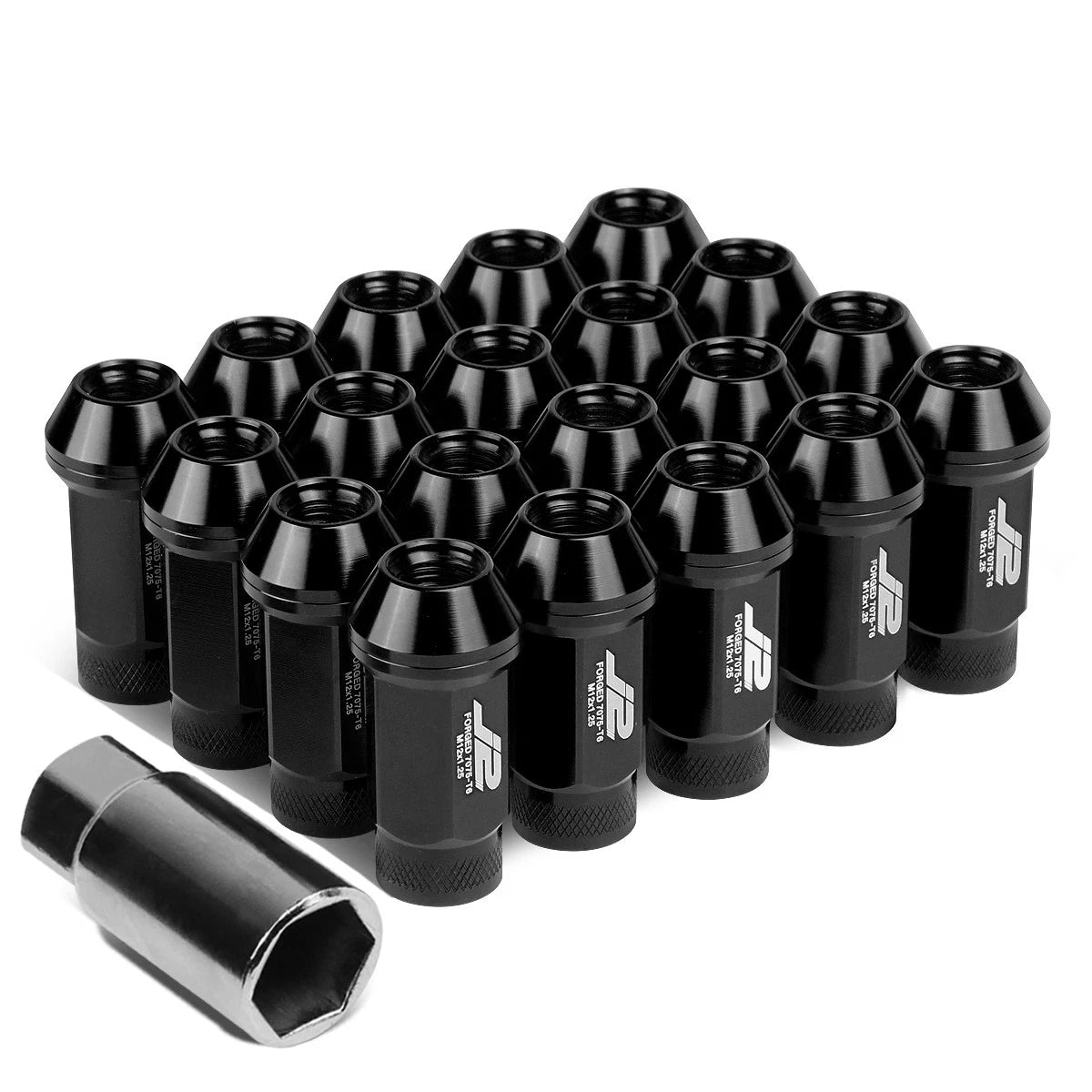J2 7075 Forged Aluminum M12x1.25 5cm Knurled Top Lug Nuts W/adapter