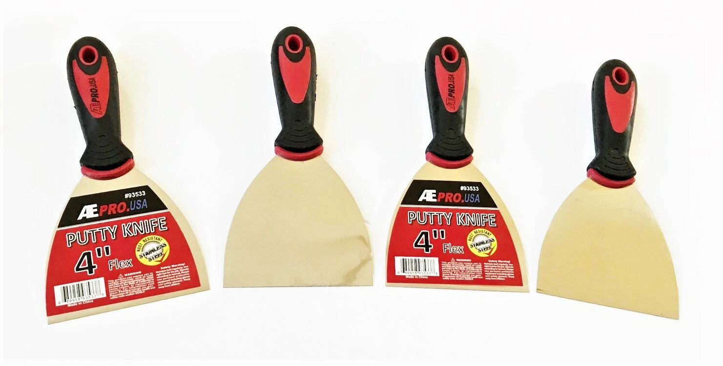 4 Ate Pro 4" Flexible Stainless Steel Putty Knife Knives Scrapers