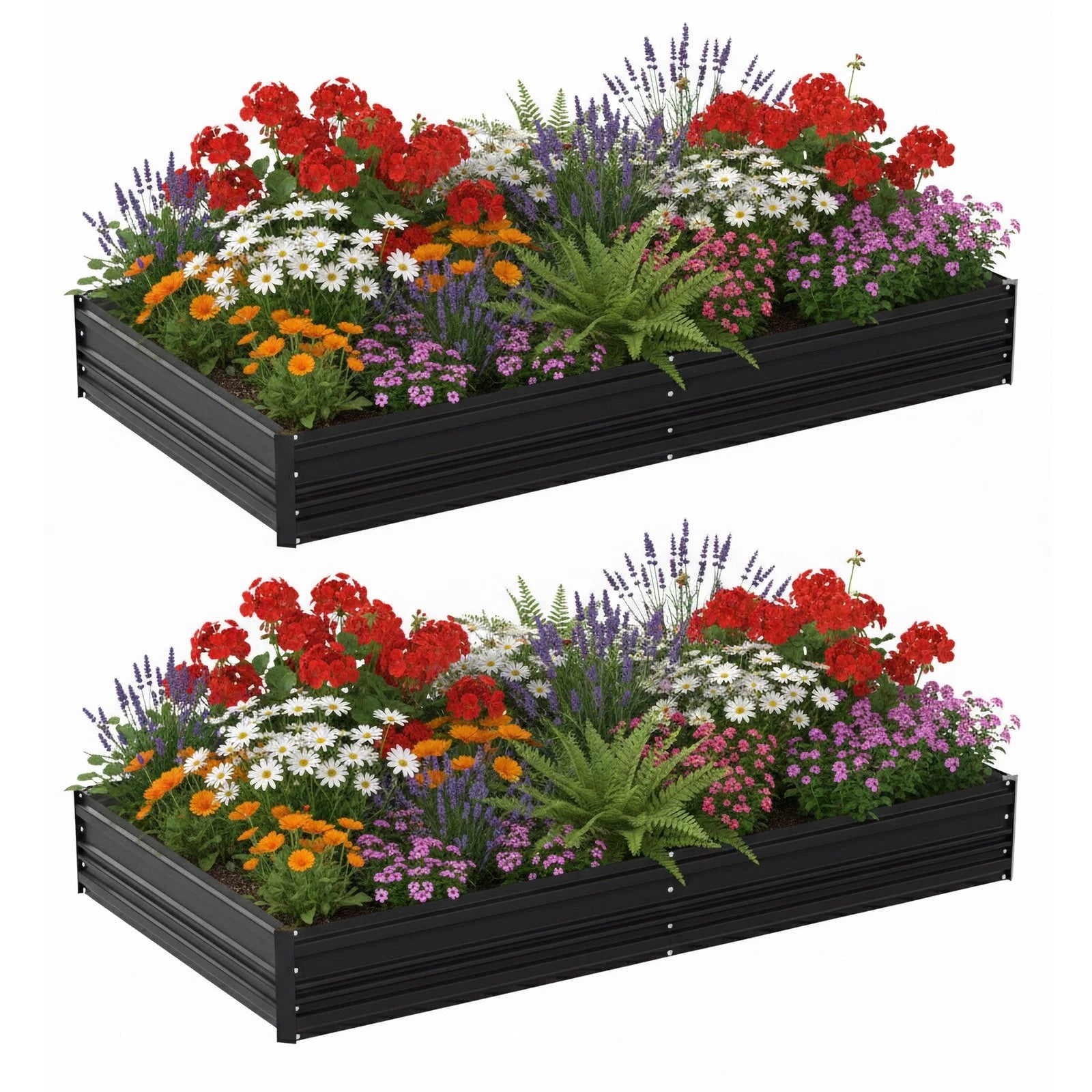 WORKPRO 7.5x4x1ft 2PK Outdoor Galvanized Raised Garden Bed RustResistant Planter