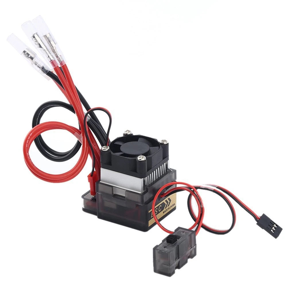 Black & Red Esc Brushed Speed Controller With Cooling Fan For Rc Car