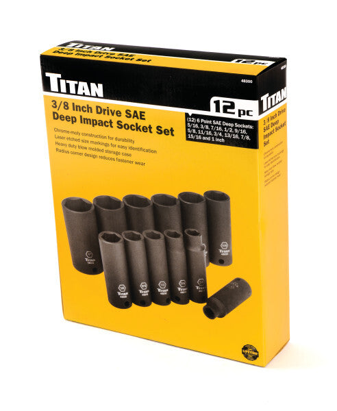 Titan 12-Piece 3/8" Drive Deep Impact Socket Set by Titan