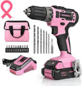 WORKPRO 20V Pink Cordless Drill Driver Set by WORKPRO