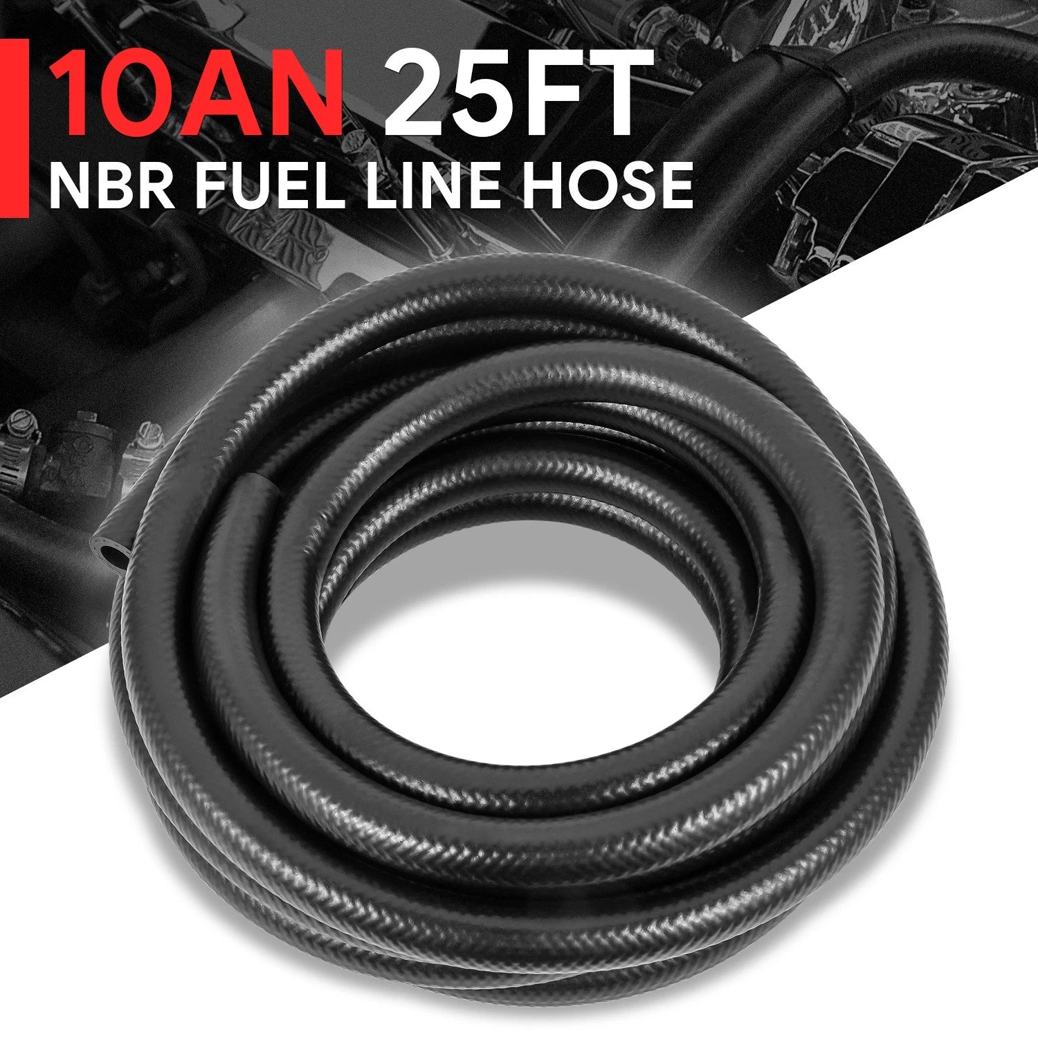10an Fuel Line Hose 25ft Nitrile Rubber (Nbr) 5/8" Inner Diameter Oil